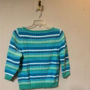 Striped Green and Blue Women's Sweater